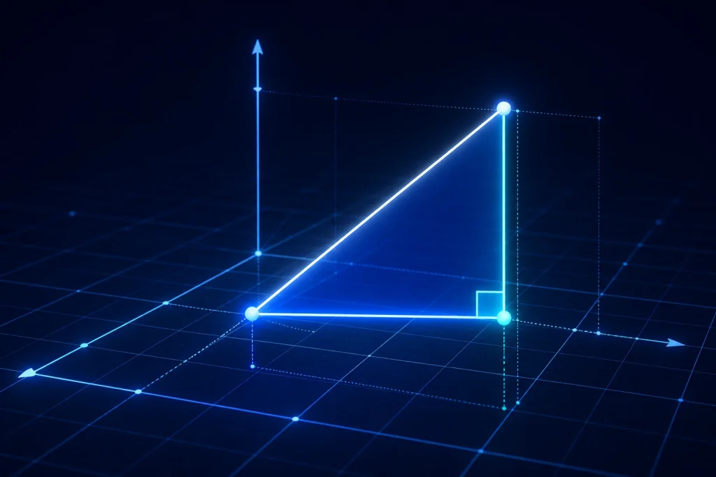 Distance formula illustrated on a coordinate plane
