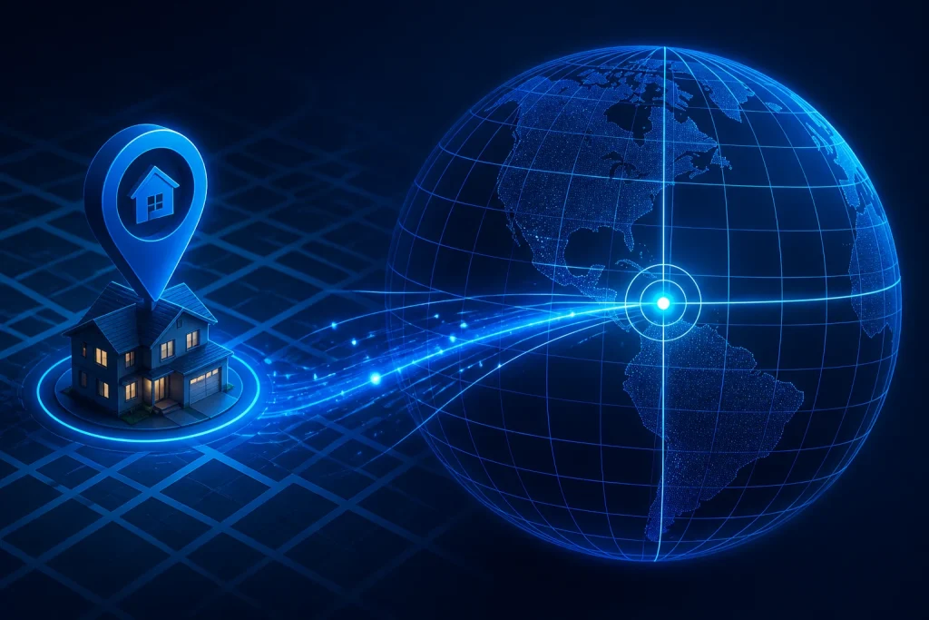 Map address pin with latitude and longitude coordinates